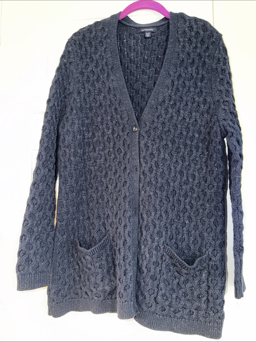 Lands' End Navy Sparkle Knit Sweater